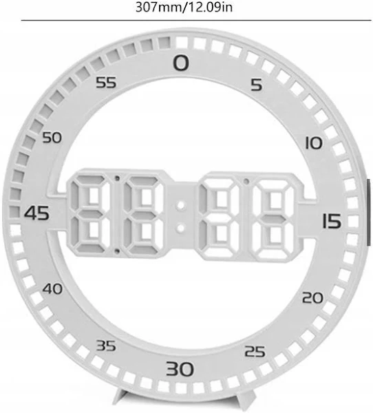 Zegar ścienny 3d LED Cyfrowy DUŻY OKGRĄŁY LOFT Kipps - Biały Czarny