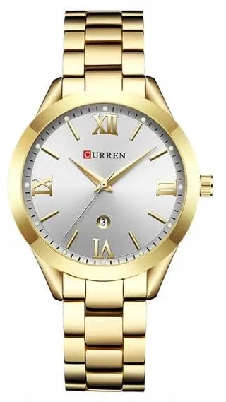 Damski rocznik mechaniczny Curren Blanche z datą złoto