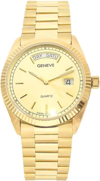 Złoty zegarek 585 męski Geneve na bransolecie datownik 14K