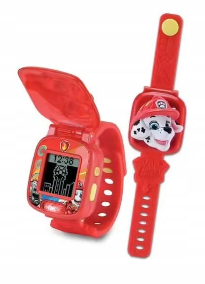 VTech Psi Patrouille Le Film interaktywny zegarek do gier Marcusa zegarek dziecięcy z klapką z animowanym ekranem