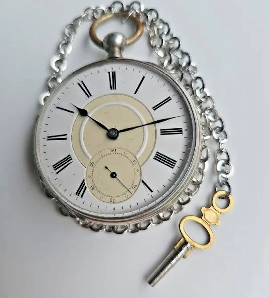 Antyczny 0,800 Srebrny Zegarek Kieszonkowy Zegarek Kieszonkowy Pocket
