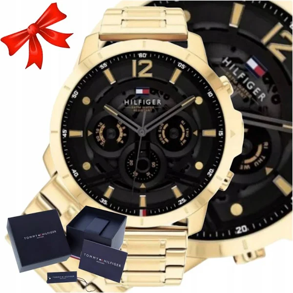 Nowoczesny Złoty Zegarek Odporny Na Zarysowania Zachlapania Męski Tommy Th