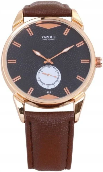 Zegarek męski Yazole czarna tarcza brązowy pasek Zm189Czbr
