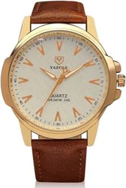 Zegarek YAZOLE 346 Golden Business Quartz z maskulinowym designem