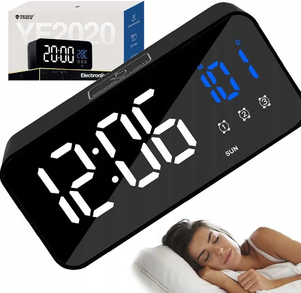 Budzik Zegar Elektorniczny Led Nowoczesny Design Wysoka Funkcjonalność