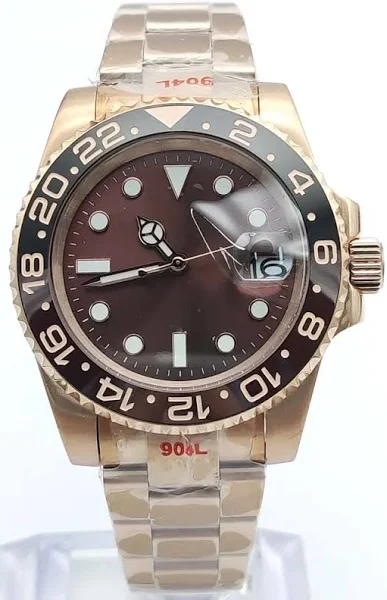 40mm luksusowy zegarek męski z różowego złota szafirowy z tyłu automatyczny zegarek mechaniczny