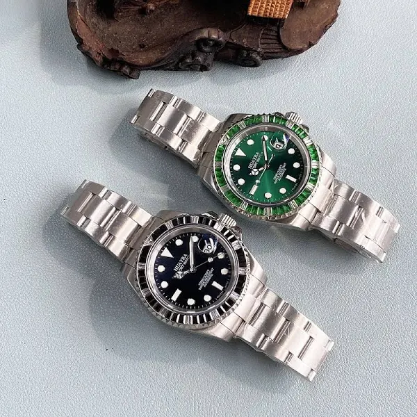 Top marka sportowy wodoodporny zegarek 40MM męski zegarek automatyczny inkrustowany diamentami