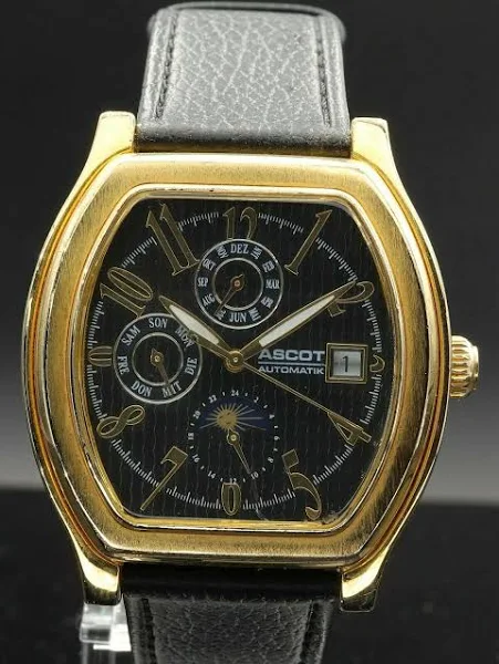 Zegarek Ascot Automatyczny Chronograf Pozłacany Szklaną Dnem