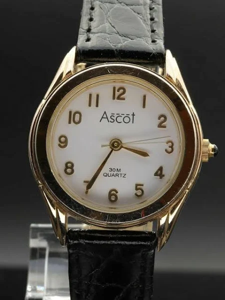 Ascot Zegarek Damski Kwarcowy Pozłacany Dobry Stan Nowa Bateria