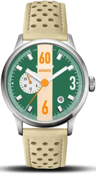 Srebrny zegarek męski Ferro & Company ze skórzanym paskiem Race Master Automatic Green 39MM Automatic