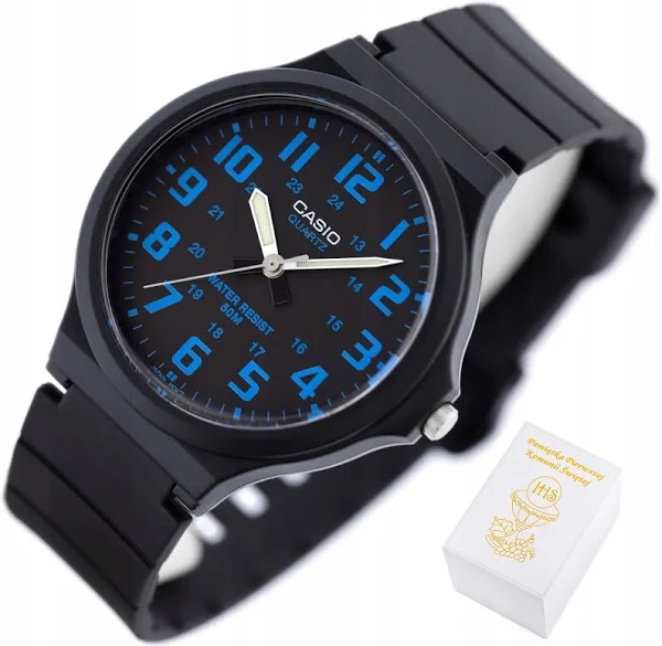 Zegarek Casio dla chłopca Na Komunię cyfry czytelny +box +torebka +grawer