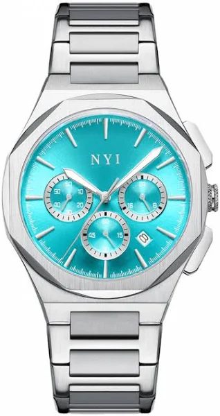 Męski srebrny zegarek NYI Watches ze stalowym paskiem Cardinal