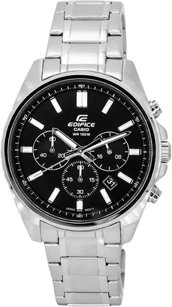 zegarek Casio Edifice Standard Chronograf Stal nierdzewna Czarna tarcza Kwarcowy EFV-650D-1A 100M Męski zegarek