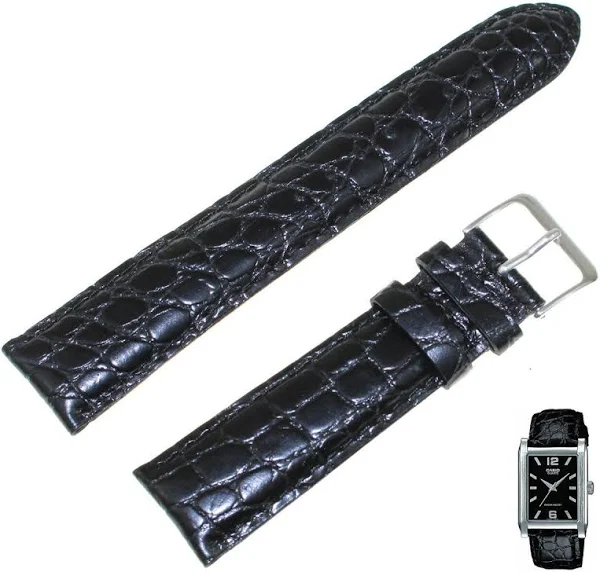 Casio Skórzany pasek do zegarka MTP-1235 czarny 20 mm