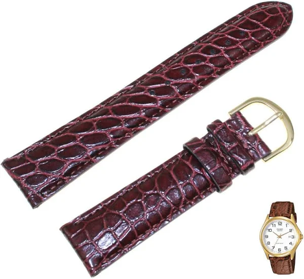 bordowy Skórzany Pasek do zegarka Casio MTP-1188Q 20 mm