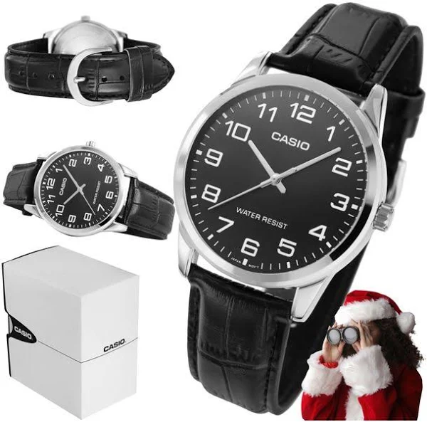 Zegarek Męski Casio Premium Skórzany Pasek Pudełko Grawer