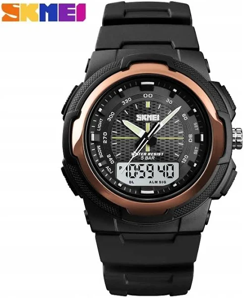 SKMEI 1454 męskie zegarki wojskowe męski zegarek na rękę z paskiem PU zegarki kwarcowe podwójny