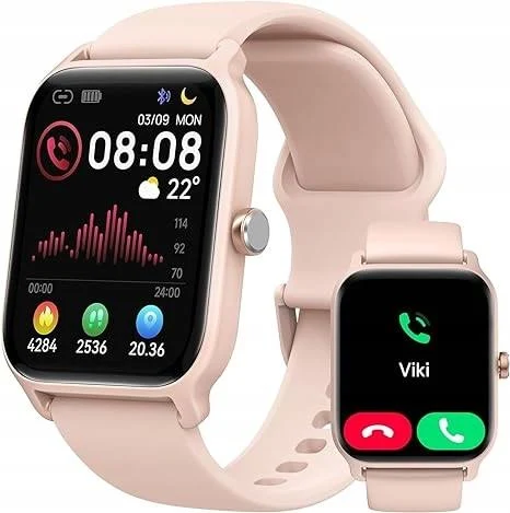 Smartwatch Damski Pudrowy Róż 2024 Alexa Rozmowy Głosowe Ios And
