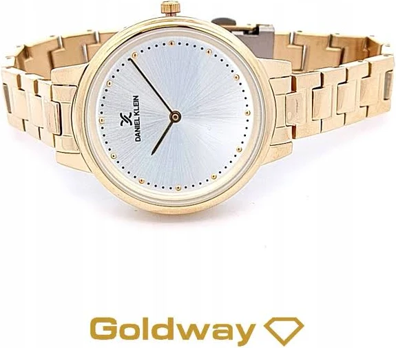 Daniel Klein zegarek damski na złotej bransolecie jasna tarcza DK12053-3