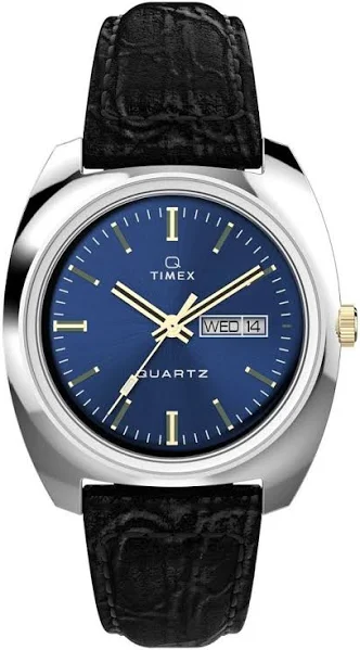 Timex Q zegarek męski 37,5 mm – czarny pasek dwuczęściowy szybkiego zakładania