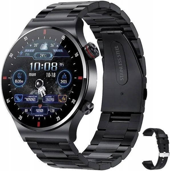 Smart Watch z Ecg Ppg Odtwarzacz Muzyki Krokowskaz Bluetooth Czarny