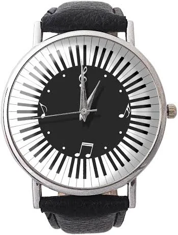 Skórzany Zegarek z Dużą Tarczą Muzyczny Czas