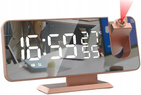 Budzik Zegar Led Elektroniczny Termometr Lustro Z Funkcją Radia