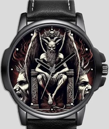 Gotycki Szatan Diabeł Na Tronie Sztuka Unikalny Unisex Piękny Zegarek