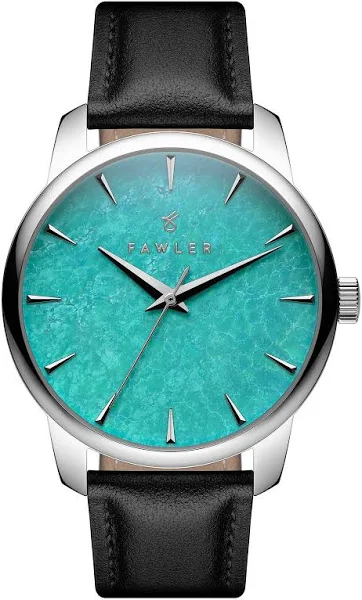 Fawler Beleza Srebrzysty zegarek ze stali nierdzewnej z kamieniem turkusowym