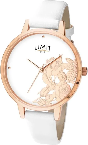 Limit z płaskim damskie połysk Watch Dial kwiatowy biały 6290.73
