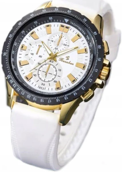 Zegarek męski damski biały Silikonowy pasek Elegancki + Pudełko