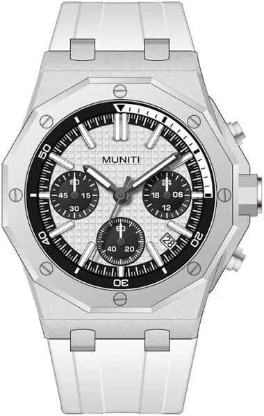 Biały silikonowy pasek sportowy kwarcowy męski modny wodoodporny chronograf analogowy zegarek na