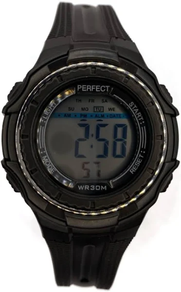 PERFECT Czarny dziecięcy zegarek z wyświetlaczem PERFECT