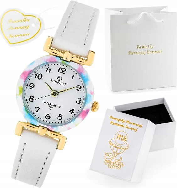 Piękny Zegarek Perfect Dla Dziewczynki Kolorowy Pamiątka Komunii