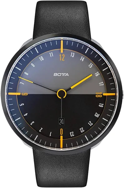 botta Męski zegarek 24-godzinny szwajcarski mechanizm kwarcowy ze skórzanym paskiem TRES 24