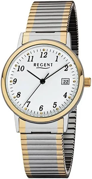 zegarek na rękę Regent srebrno-złoty F-1015 damski męski analogowy zegarek kwarcowy URF1015