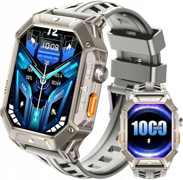 Rubicon Zegarek Męski Smartwatch Rozmowy menu Pl Amoled 2.13CALA Duża bateria 1000