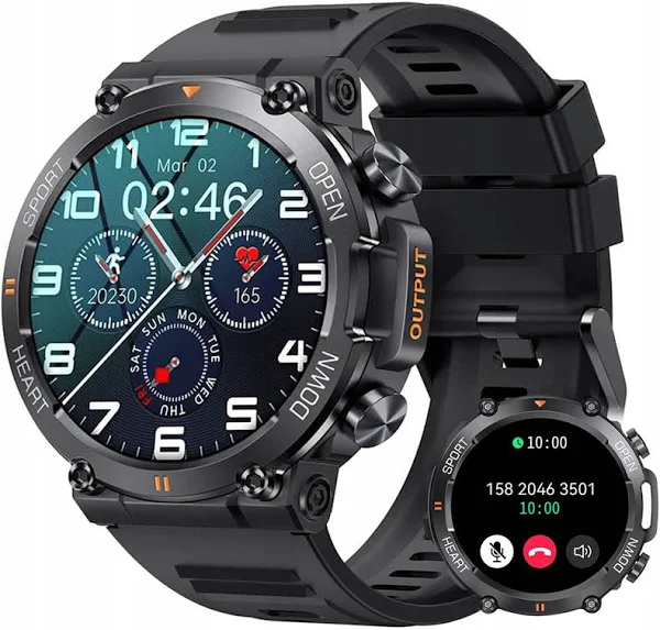 Zegarek Premium Wytrzymały Wojskowy Smartwatch Męski Rozmowy Wodoodporny