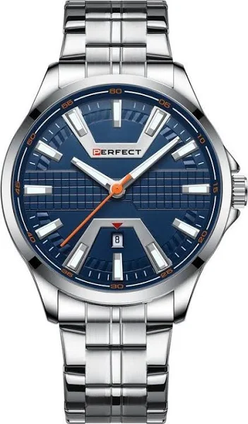 Srebrny zegarek męski bransoleta duży solidny Perfect M112D