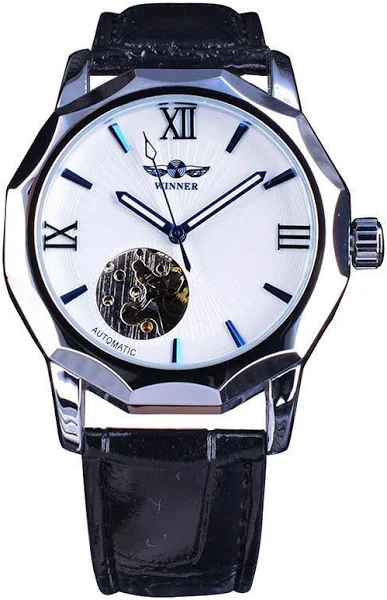 T-winner ZWYCIĘZCA Nowy top męski zegarek męski szkieletowy automatyczny pasek mechaniczny niebieska igła mechaniczny zegarek męski zegarek
