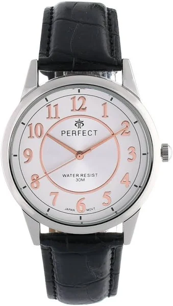 Perfect Zegarek męski kwarcowy klasyczny skórzany pasek C402