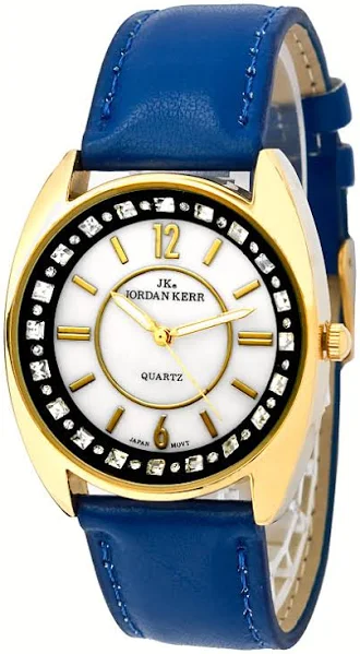 Klasyczny Wzór – Damski Zegarek – JORDAN KERR – Z Okrągłą Zdobioną Kryształkami Swarovskiego Tarczą