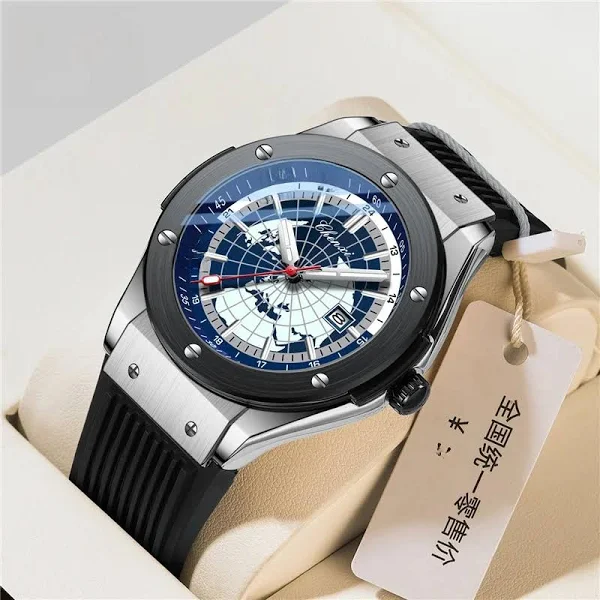 zegarek kwarcowy CHENXI 82442 męski na co dzień luksusowe zegarki sportowe mapa świata wojskowy