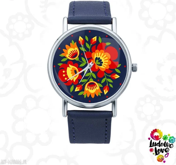 awangardowe zegarki zegarek z grafiką kwiaty