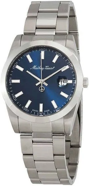 Męski zegarek Mathey-Tissot Mathy i ze stali nierdzewnej i niebieską tarczą kwarcowy H450ABU