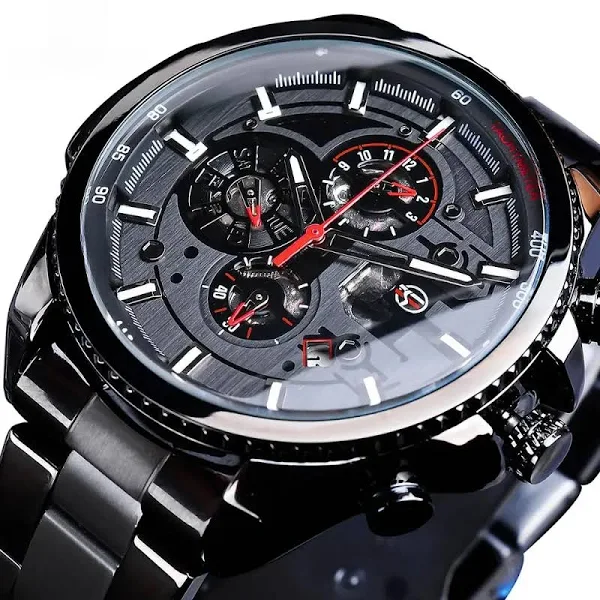 Forsining-Zegarek mechaniczny z trzema tarczami z kalendarzem