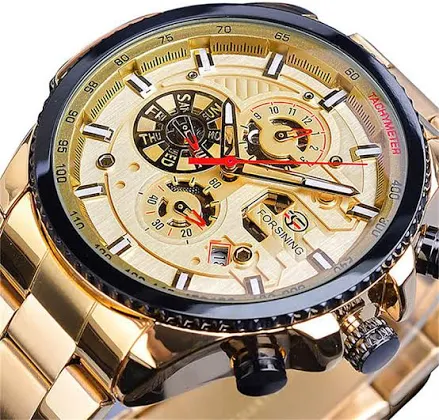 Forsining kalendarz z trzema tarczami ze stali nierdzewnej mężczyźni mechaniczne automatyczne zegarki na rękę top marka luksusowy sport wojskowy męski