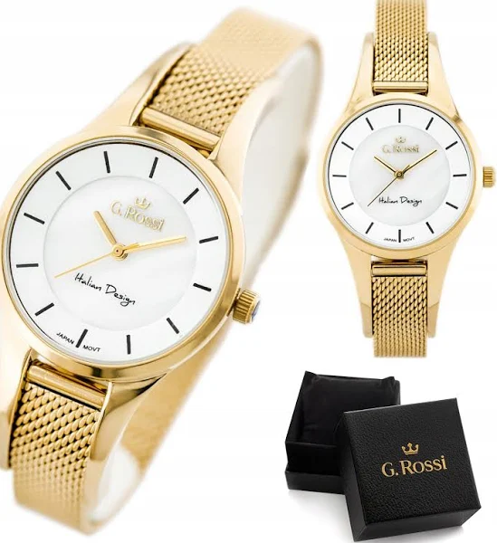 Złoty Zegarek Damski G.rossi + Biżuteria Na Prezent Dla Mamy Babci Cioci