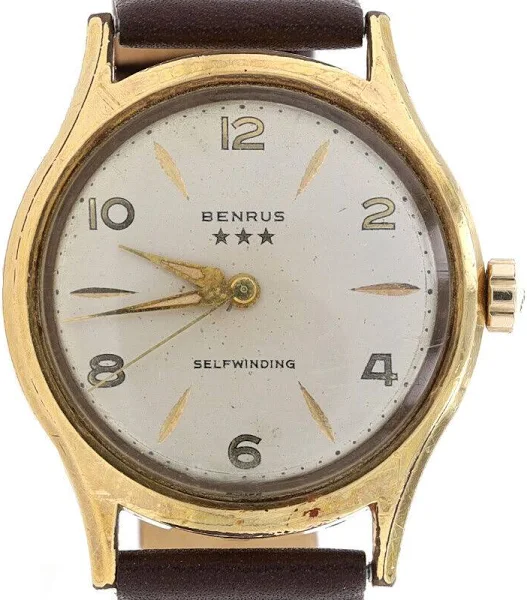 Benrus Three Stars Męski Zegarek Na Rękę 7155 Złota Elektropłyta I