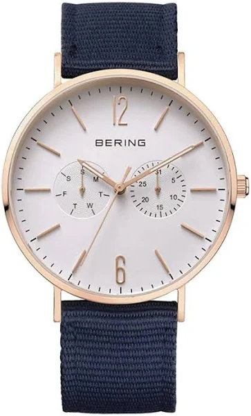 Bering Akcesoria Mężczyzna Żółty ONE Size Nylon Męski zegarek Classic 40 mm 3 ATM Szkło szafirowe Slim Design 14240-864